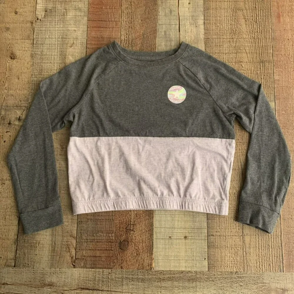 Converse Girls Long Sleeve Crew Neck Shirt in gray and pink - S